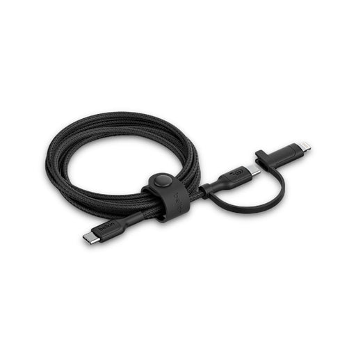 2-in-1 Belkin cable with USB-C and Lightning connectors for versatile charging from TaMiMi Projects in Qatar.
