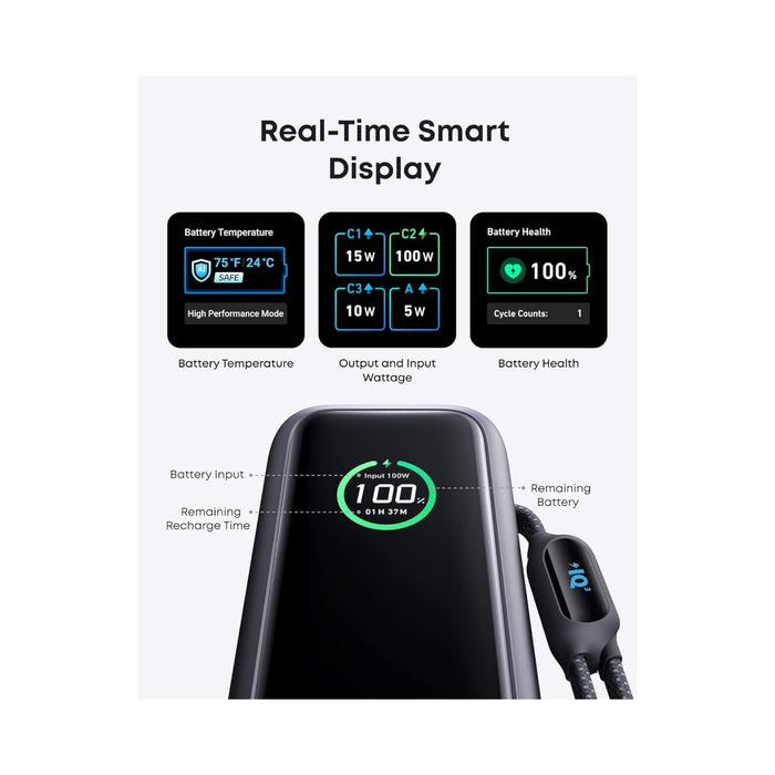 ‫مزود بكابلين usb-c مدمجين وقابلين للسحب بطول ٢.٣ قدم مع وظيفة حزام حمل متوفر لدى تميمي بروجكتس في قطر‬