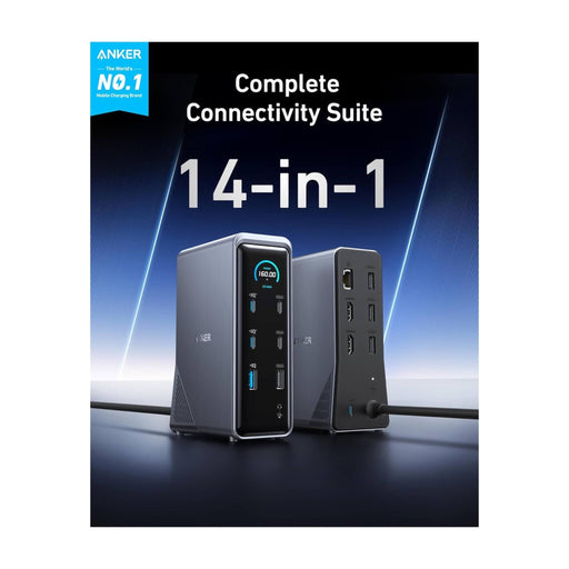 Anker Prime 14-in-1 Charging Dock delivers ultra-fast charging with four ports providing a total of 160W from Tamimi Projects in Qatar.