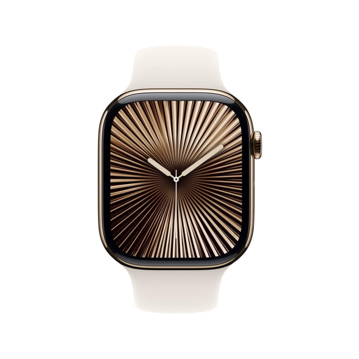 Apple Watch 46mm Sport Band in Starlight,fluoroelastomer, secure pin-and-tuck closure. Available at Tamimi Projects in Qatar.