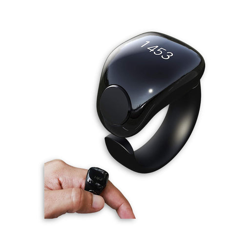 Smart Zikr ring with OLED screen shows prayer count time and prayer times waterproof design from Tamimi Projects in Qatar.