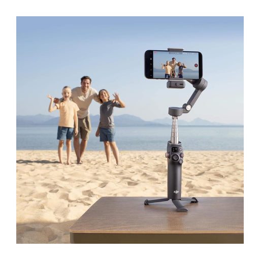 DJI Osmo Mobile 7P Gimbal Stabilizer pairs with DJI Mimo app for guided shooting and one-tap editing from Tamimi Projects، Qatar.
