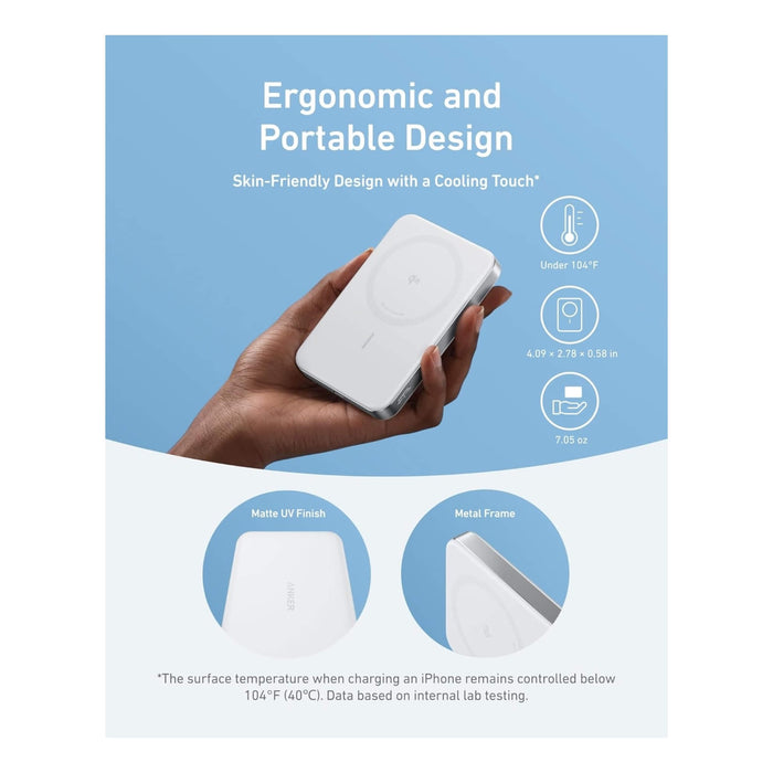 Anker MagGo Power Bank delivers 1.8 charges, making it a powerful travel companion, from Tamimi Projects in Qatar.