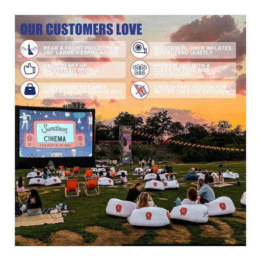 ⁨شاشة عرض للبروجكتور قابلة للنفخ مع إطار متين من قماش أكسفورد بتصميم مثلثي لمزيد من الثبات، متوفرة لدي تميمي بروجكتس في قطر