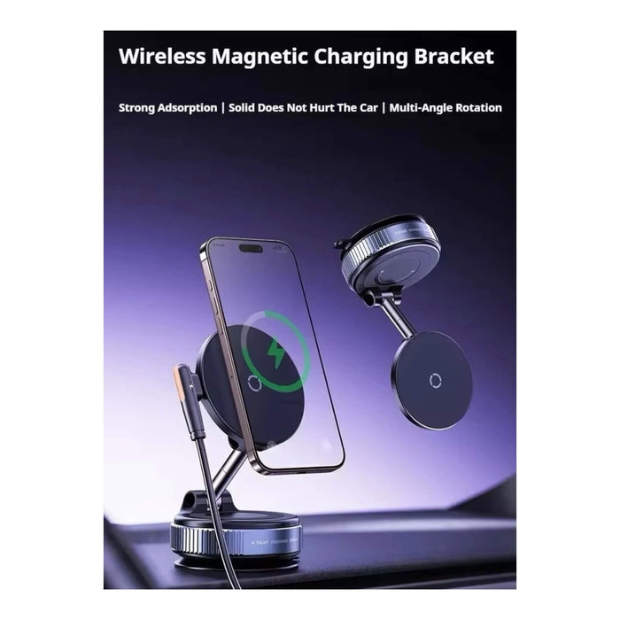 Vacuum Magnetic Wireless Charging Car Phone Stand, with strong vacuum suction for a firm grip, from TaMiMi Projects in Qatar.
