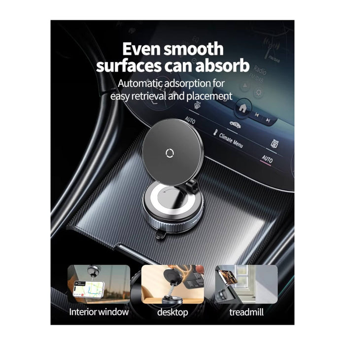 Vacuum Magnetic Wireless Charging Car Phone Stand, Quick setup for hassle-free use in cars, from TaMiMi Projects in Qatar.
