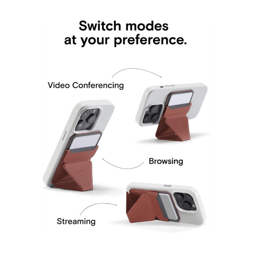 MOFT Snap-On Phone Stand & Wallet Sienna Brown - MagSafe compatible, sleek and practical. Available at TaMiMi Projects Qatar