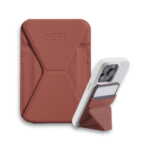 MOFT Snap-On Phone Stand & Wallet Sienna Brown - MagSafe compatible, sleek and practical. Available at TaMiMi Projects Qatar