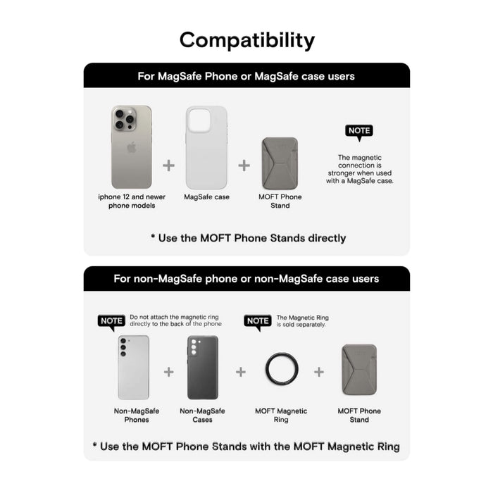 MOFT magnetic wallet stand, taupe, for iPhone 16/15/14/13, with angle adjustment & Magsafe. Available at TaMiMi Projects, Qatar