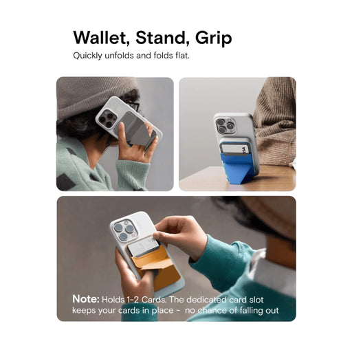 MOFT magnetic wallet stand, taupe, for iPhone 16/15/14/13, with angle adjustment & Magsafe. Available at TaMiMi Projects, Qatar