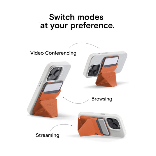 MOFT magnetic wallet stand, Sunset, with angle adjustment & Magsafe. Available at TaMiMi Projects in Qatar.