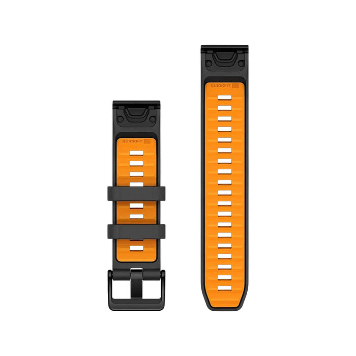 Garmin QuickFit® 26 Watch Band - Graphite with Spark Orange Silicone, Available now at TaMiMi Projects in Qatar.