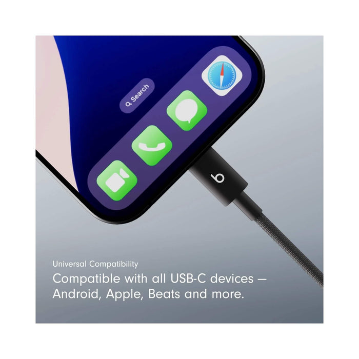 Beats USB‑C to USB‑C Woven Cable (1.5 m) 2 Pack - Bolt Black, available now from TaMiMi Projects in Qatar.