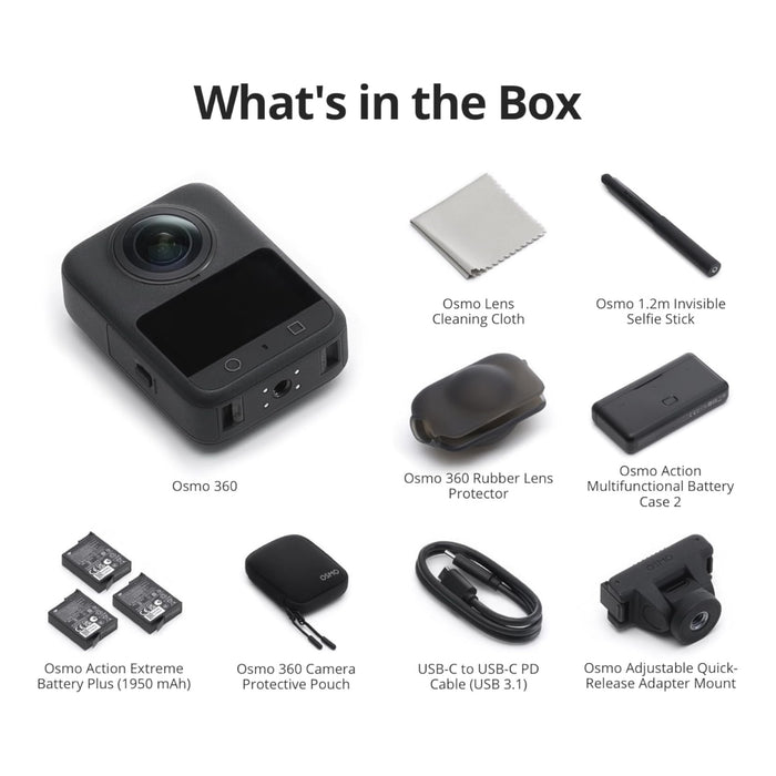 DJI Osmo 360 Adventure Combo, get sharper shots with your 360 camera for every adventure, at TaMiMi Projects in Qatar