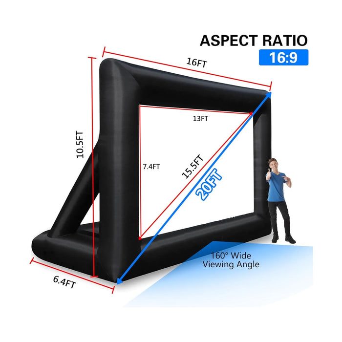 ⁨شاشة عرض للبروجكتور قابلة للنفخ مع إطار متين من قماش أكسفورد بتصميم مثلثي لمزيد من الثبات، متوفرة لدي تميمي بروجكتس في قطر