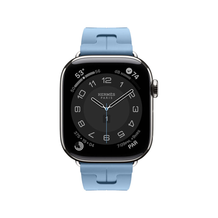 Hermès Apple Watch Band 42mm - Bleu Pastel Kilim
Available now from TaMiMi Projects in Qatar.