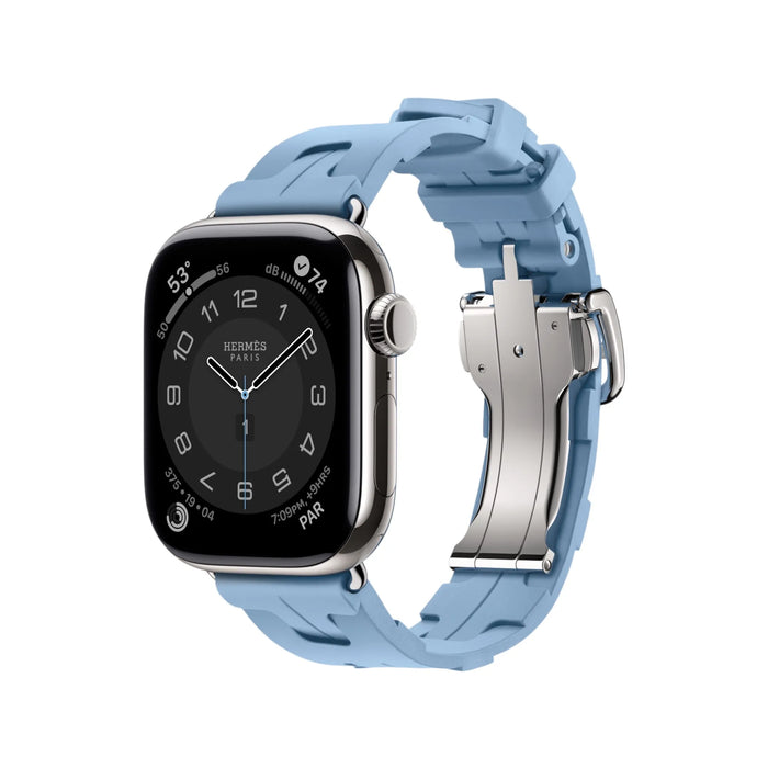 ‫احصل على سير هيرمز الرياضي لساعة أبل من تميمي بروجكتس في قطر. مصنوع من المطاط المقاوم للماء, يناسب معصم ١٤٠–١٧٥ مم. 