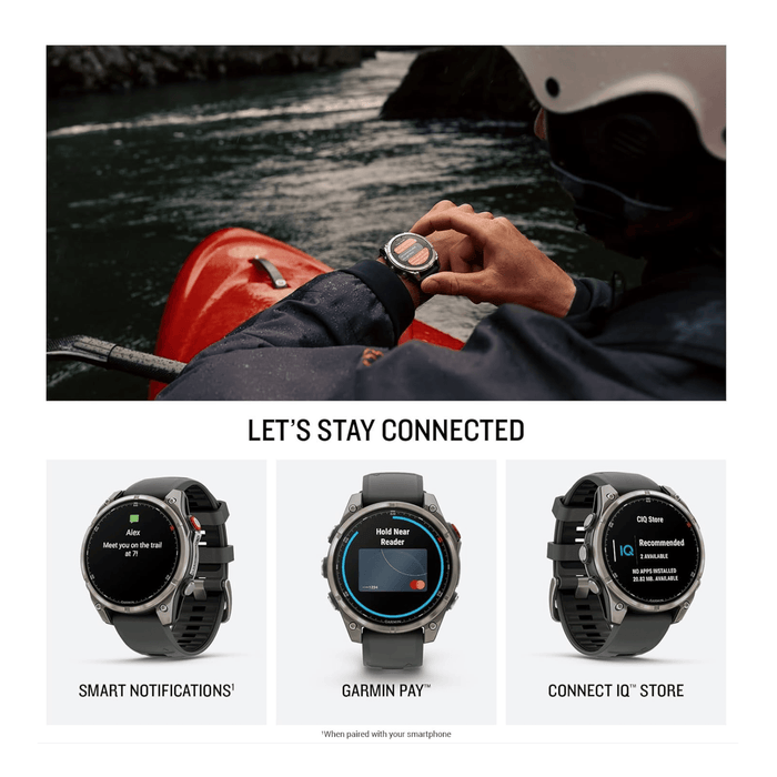 fēnix® 8 Pro AMOLED Sapphire Titanium Smartwatch 47mm, Built-in GPS with GLONASS and Galileo support.