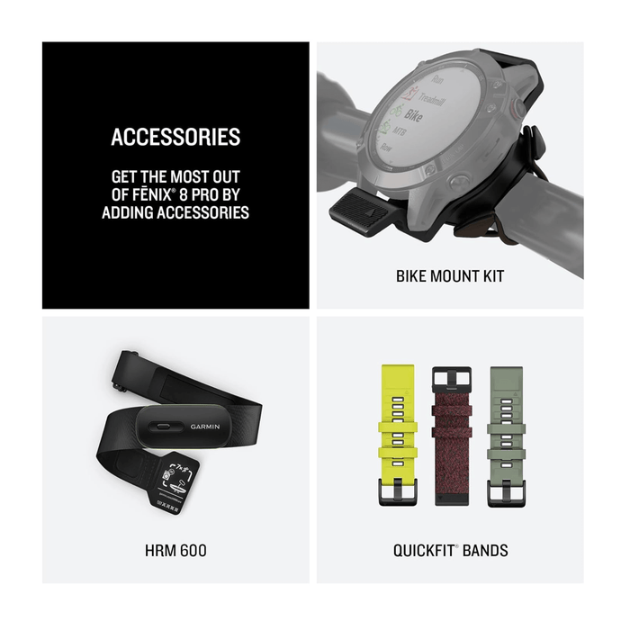 fēnix® 8 Pro AMOLED Sapphire Titanium Smartwatch 47mm, with scratch-resistant sapphire lens.