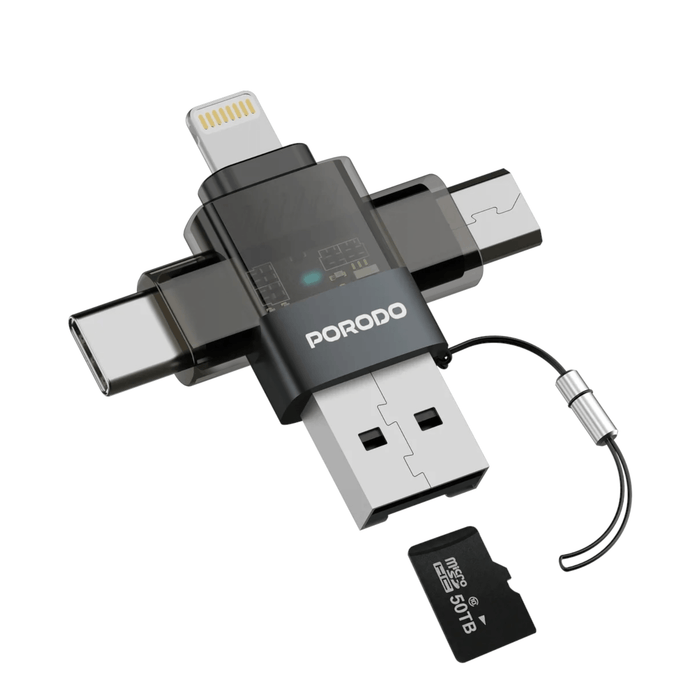 Porodo MINILINK Transparent 3-in-1 OTG Adapter