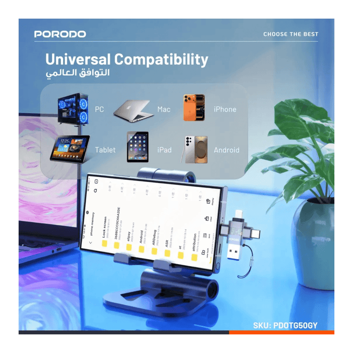 Porodo MINILINK Transparent 3-in-1 OTG Adapter
