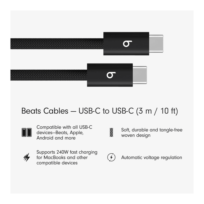 Beats USB-C to USB-C Woven Cable 3m 240W - Bolt Black
