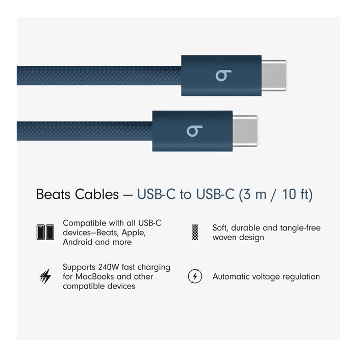 Beats USB-C to USB-C Woven Cable 3m 240W - Nitro Navy