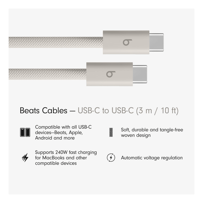 Beats USB-C to USB-C Woven Cable 3m 240W - Surge Stone