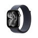 Apple Watch S11, GPS 46mm Jet Black with Sport Loop Band in Anchor Blue. 