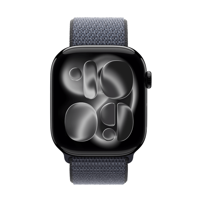 Apple Watch S11, GPS 46mm Jet Black with Sport Loop Band - Anchor Blue