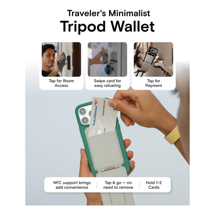 MOFT Trackable MagSafe Wallet Tripod Stand with Find My, Up to 6 months battery life. TaMiMi Projects Qatar.