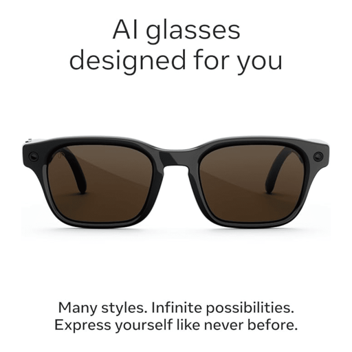 Meta Adventurer Classic AI Glasses - Black / Brown, 12MP camera for hands-free photos and videos.