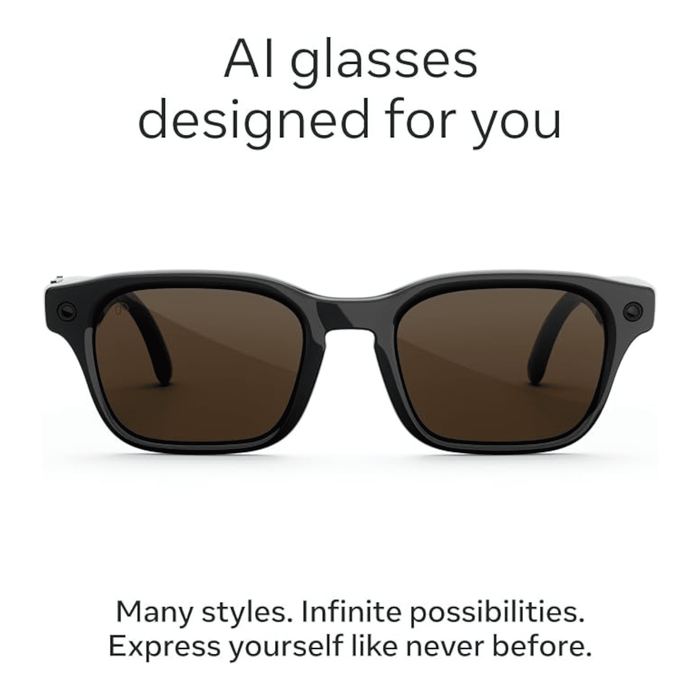 Meta Adventurer Classic AI Glasses - Black / Brown, 12MP camera for hands-free photos and videos.