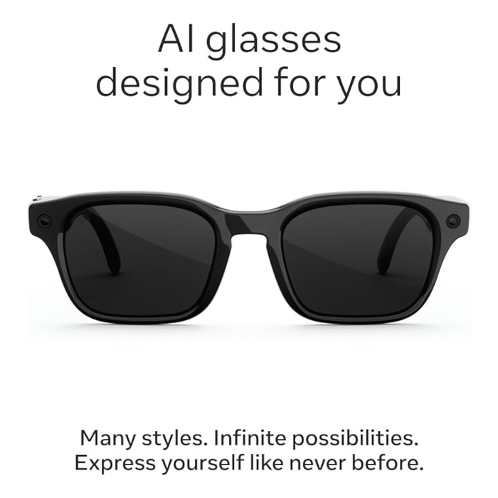 Meta Adventurer AI Glasses - Classic Black / Transitions Grey, Built-in Meta AI for smart assistance and voice control.