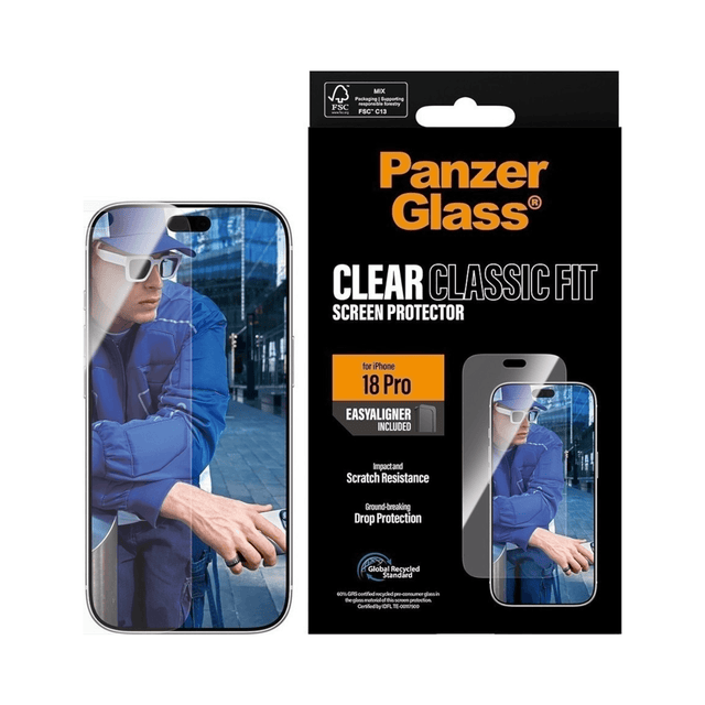 PanzerGlass Screen Protector iPhone 18 Pro | Classic Fit, Improved edge strength for added drop resistance.