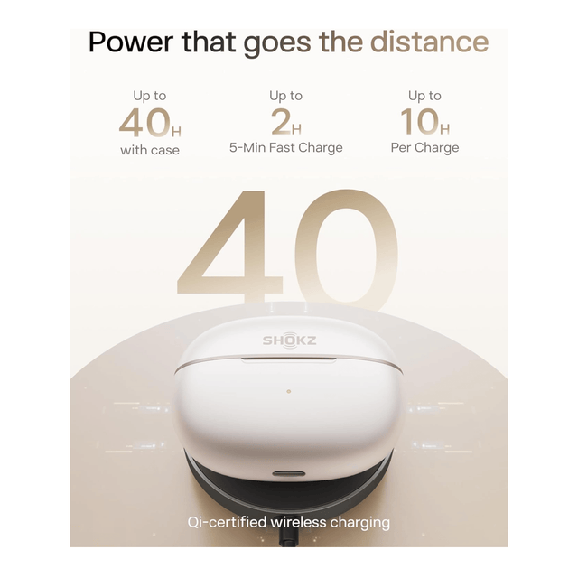 ‫سماعة شوكز OpenDots 2 من تميمي بروجكتس. تصميم مفتوح مع Dolby Audio، بطارية 40 ساعة، IP57، Bluetooth 6.1 وشحن لاسلكي.