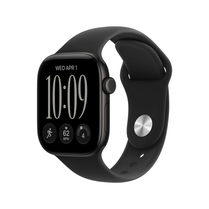 Apple Watch S12, GPS 46mm Black Aluminum Case with Black Sport Band - M/L