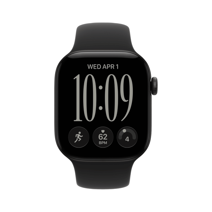 Apple Watch S12, GPS 46mm Black Aluminum Case with Black Sport Band - M/L