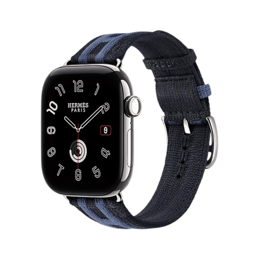 Apple Watch Hermès Series 12 GPS + Cellular 42mm Silver Titanium with Rocabar Club Bleu Nuit/Bleu Brighton