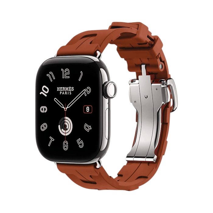 Apple Watch Hermès Series 12 GPS + Cellular 42mm Silver Titanium with Single Tour Deployment Buckle Cuivre