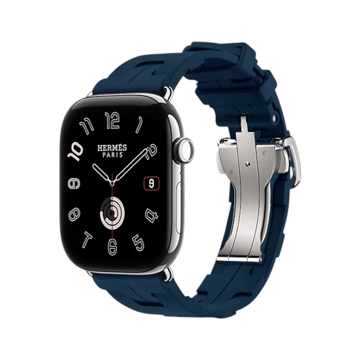Apple Watch Hermès Series 12 GPS + Cellular 46mm Silver Titanium with Single Tour Deployment Buckle Bleu de Malte