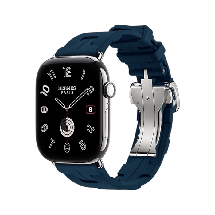 Apple Watch Hermès Series 12 GPS + Cellular 46mm Silver Titanium with Single Tour Deployment Buckle Bleu de Malte