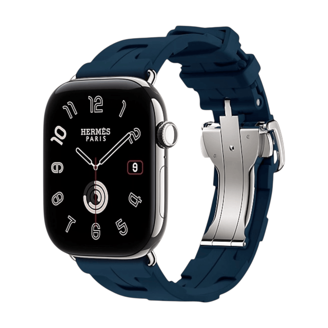 Apple Watch Hermès Series 12 GPS + Cellular 46mm Silver Titanium with Single Tour Deployment Buckle Bleu de Malte