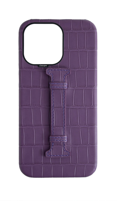 Matte Purple Embossed Crocodile Case - For iPhone 14 Pro Max
