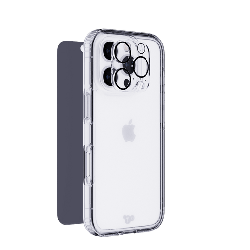 Tech21 EvoClear MagSafe Case Bundle for iPhone 16 Pro Max from TaMiMi Projects in Qatar. Includes case, tempered glass, and lens protector.