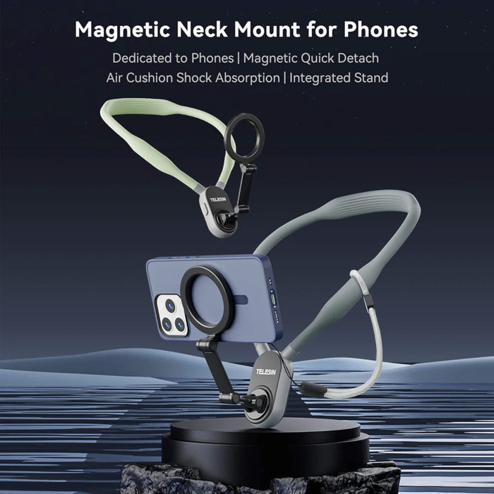 Magnetic Quick Release Neck Mount for hands-free shooting, flexible gooseneck, MAGSAFE compatible. Available at TaMiMi Projects, Qatar.