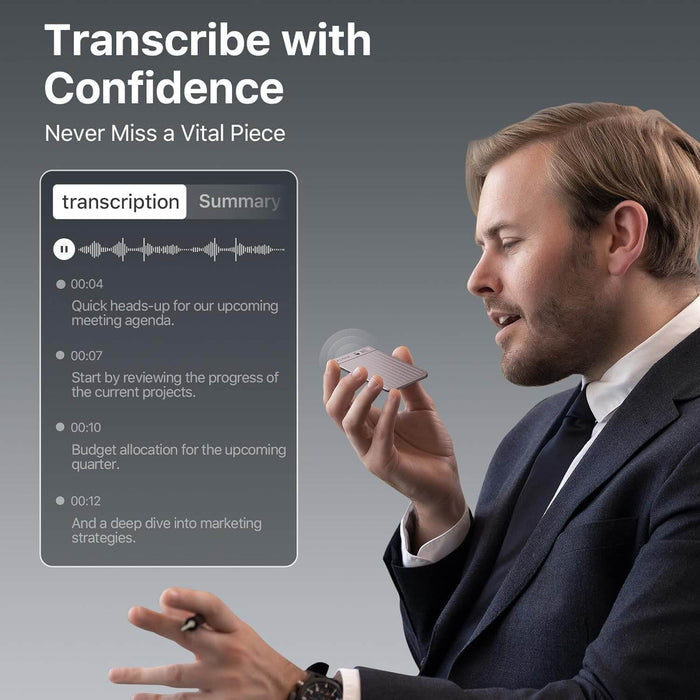 High-capacity 64GB PLAUD NOTE AI voice recorder with transcription and summarization features, at TaMiMi Projects.
