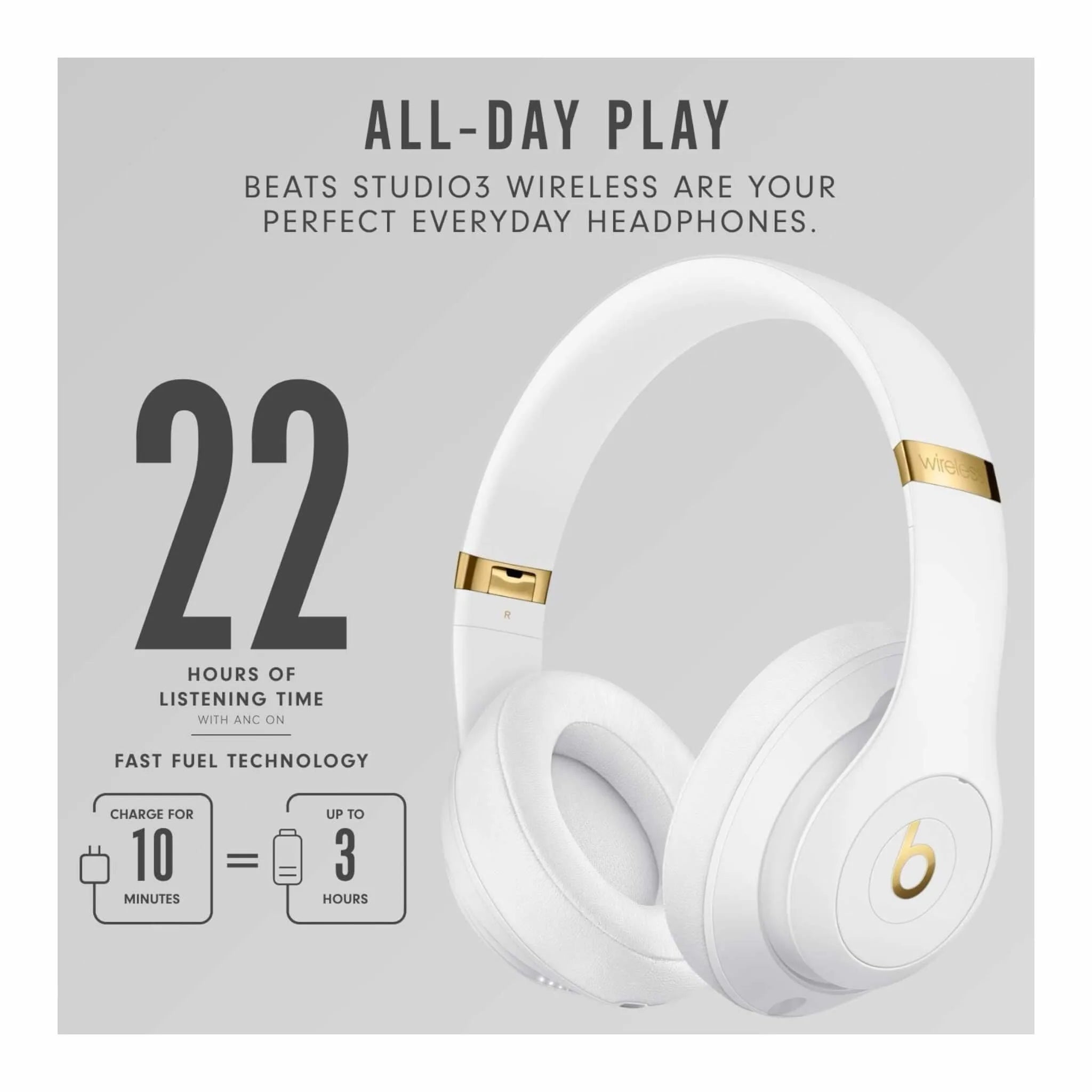 Beats Studio3 Wireless Over-Ear Headphones - White Beats Studio3 Wireless Over-Ear Headphones - White