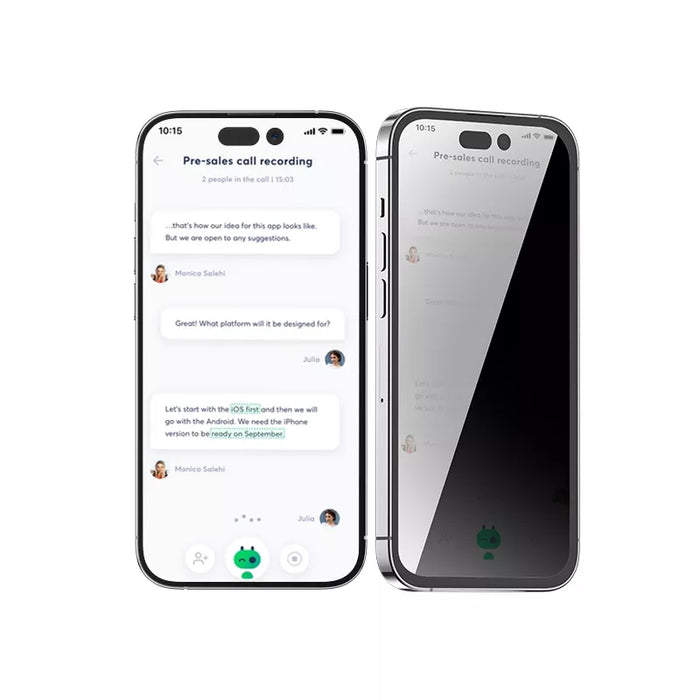 Blueo - Privacy Tempered Glass Screen Protector for iPhone 15 Pro