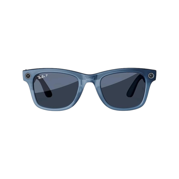 Ray-Ban Meta Wayfarer - Matte Jeans Transparent / Polarized Dusty Blue - Regular، Available now from TaMiMi Projects in Qatar.